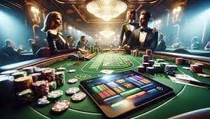 Live dealer casino table with multi-camera broadcast setup